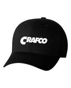 CRAFCO BLACK CURVED BILL FLEX FIT HAT WITH WHITE STITCH