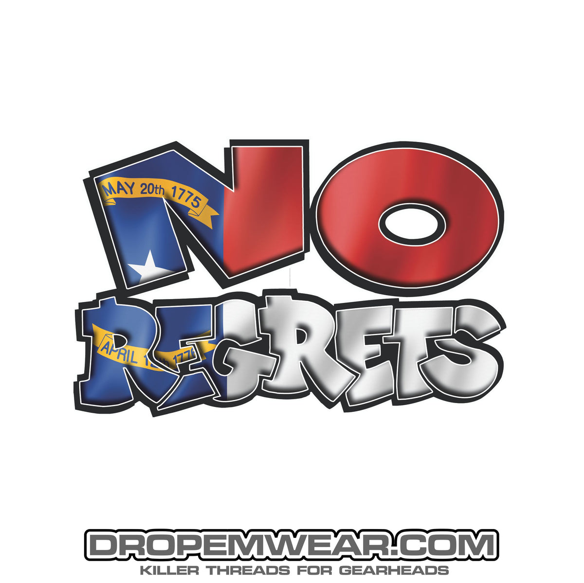 NO REGRETS NORTH CAROLINA FLAG STICKER – Drop Em wear clothing