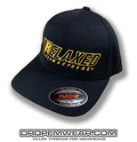 RELAXED CURVED BILL HAT WITH FULL LOGO ON BLACK HAT