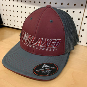 RELAXED FULL LOGO ON PACIFIC HEADWEAR MAROON/GRAPHITE CURVED BILL