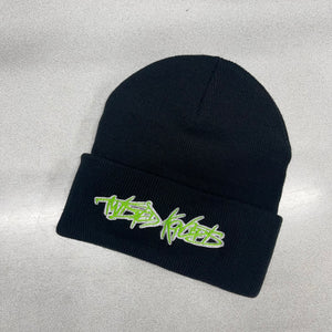 TWISTED KONCEPTS BLACK BRIMMED BEANIE LIME/WHITE