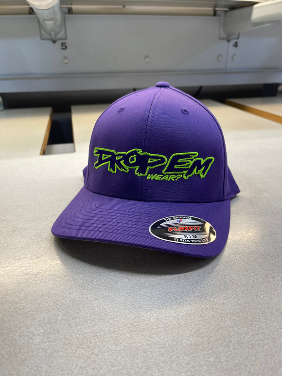 Drop Em Ware PURPLE CURVED BILL FLEX FIT HAT WITH PURPLE/LIME OG LOGO – Drop Em wear ...