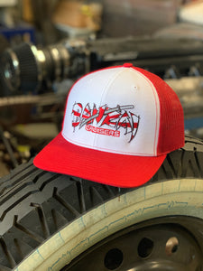 WHITE FRONT/RED BACK BANZAI SNAP BACK TRUCKER HAT