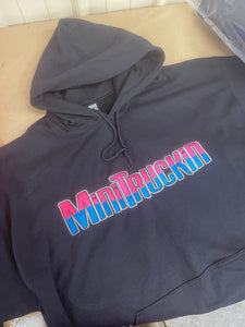 EMBROIDERED HOODIE WITH BLUE/PINK HOMBRE MINITRUCKIN EMBROIDERED LOGO